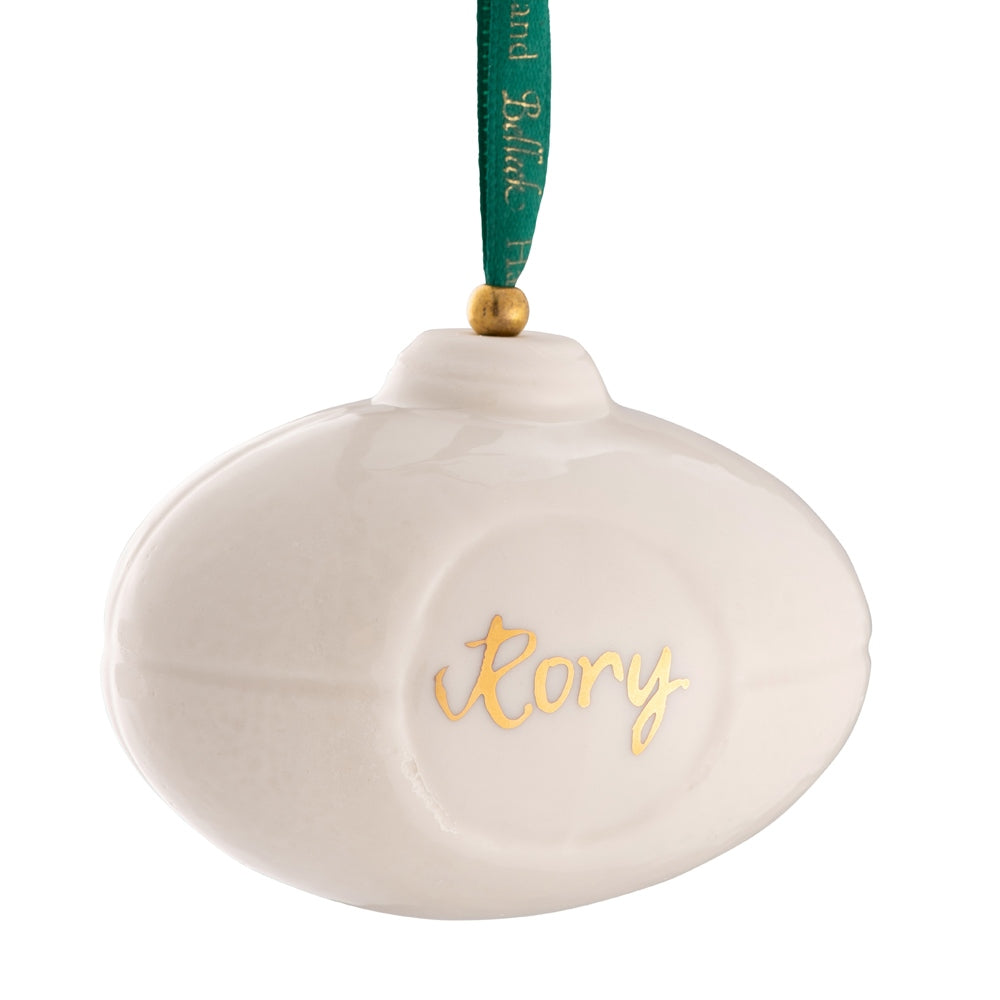 Belleek Classic Rugby / American Football Hanging Ornament