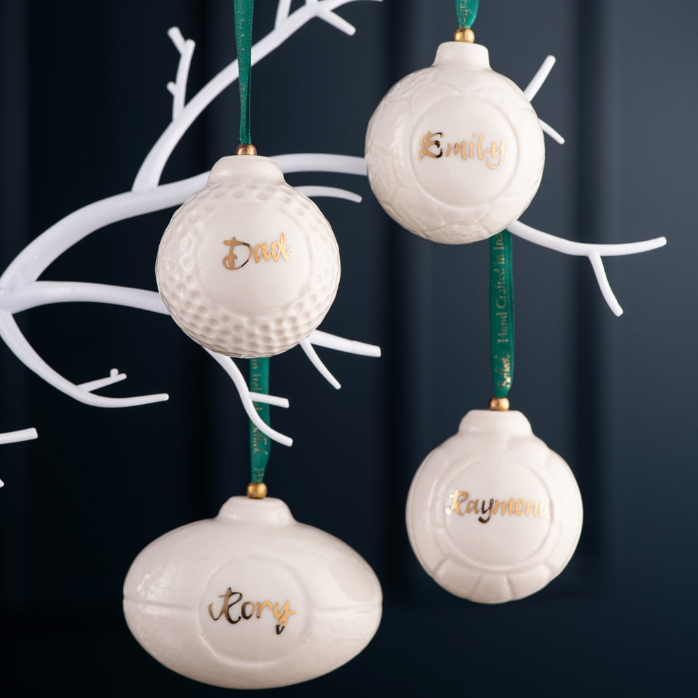 Belleek Classic Soccer Ball Hanging Ornament