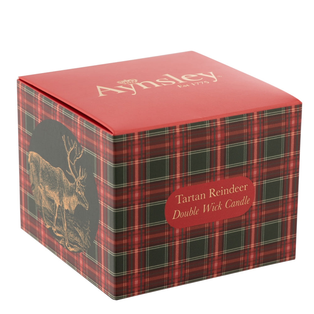 Aynsley Tartan Reindeer Candle - Teakwood & Fir