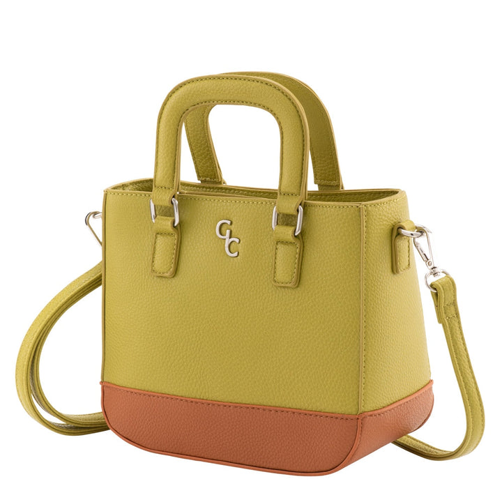 Galway Crystal Fashion Two Tone Shoulder Bag - Lime/Tan