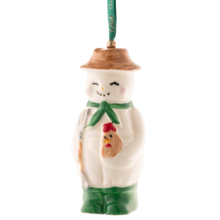 Belleek Classic Farmer Snowman Ornament