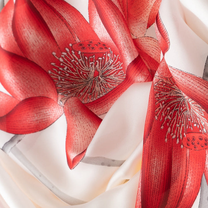 Galway Crystal Fashion Red Lilies Polyester Scarf