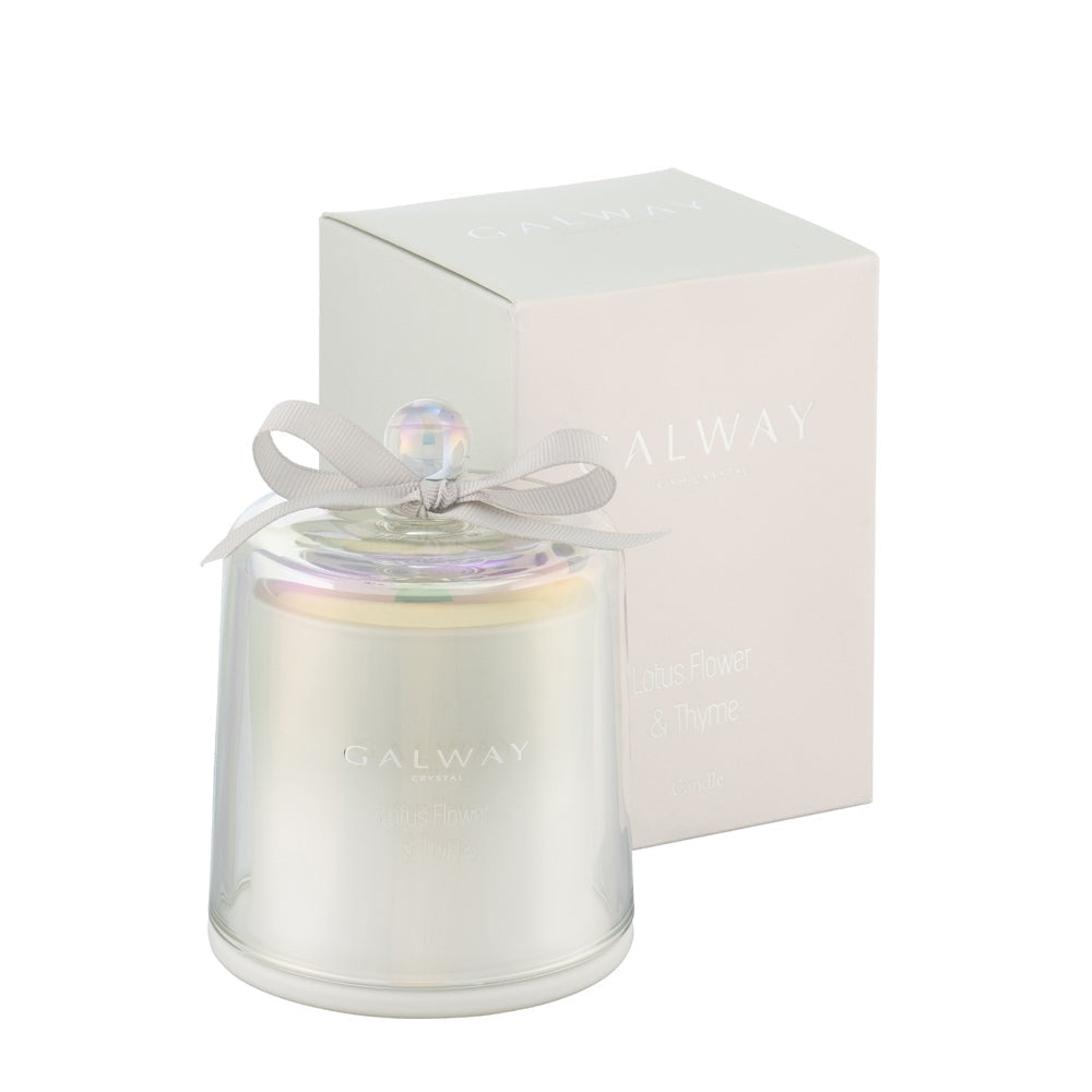 Galway Crystal Lotus Flower & Thyme Bell Candle Jar