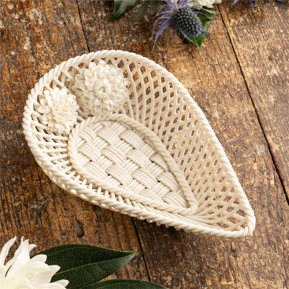 Belleek Classic Chrysanthemum Teardrop Basket